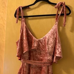 Mauve Wide-Leg Velvet Jumpsuit